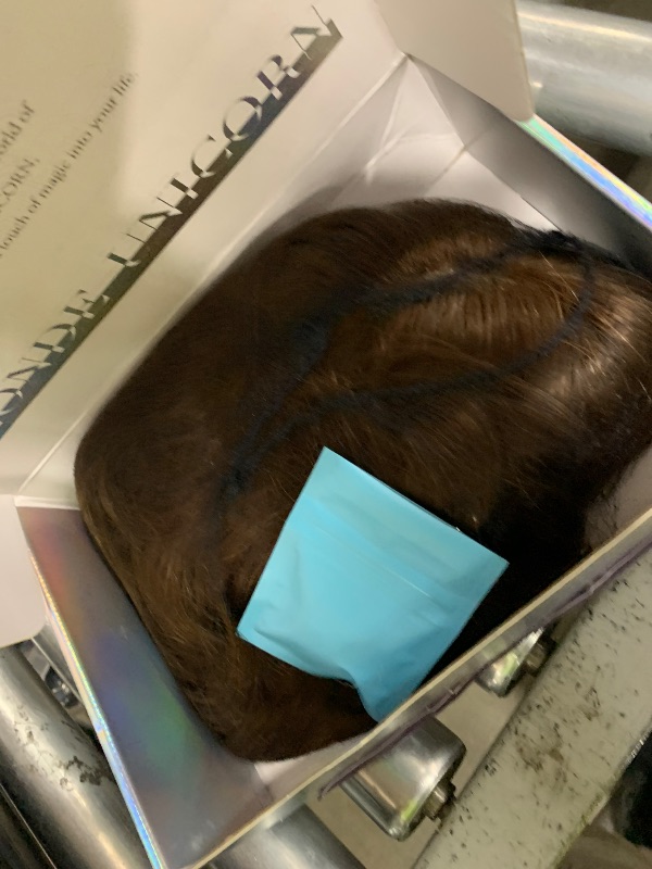 Photo 1 of BLONDE UNICORN Brown 14 Inch Bob Wig with Bangs 100% Human Hair,Shoulder Length Wigs for White Women Daily Use 180 Density