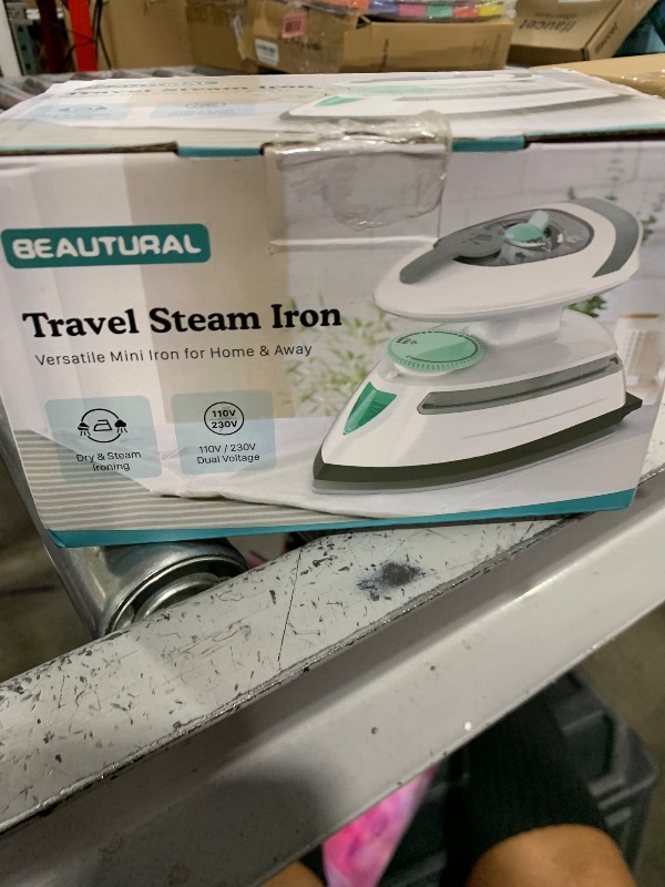 Photo 1 of BEAUTURAL Mini Travel Steam Iron for Clothes with Dual Voltage, Temperature Control, Non-Stick Soleplate and Cord Storage, Ideal for Sewing, Quilting and Handcraft