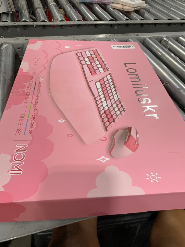 Photo 1 of Wireless Ergonomic Keyboard and Mouse Combo with PU Wrist Rest, Carpal Tunnel Keyboard, 2.4G Colorful Split Ergo Keyboard, Comfortable Natural Typing, Compatible with PC/Laptop (Pink)