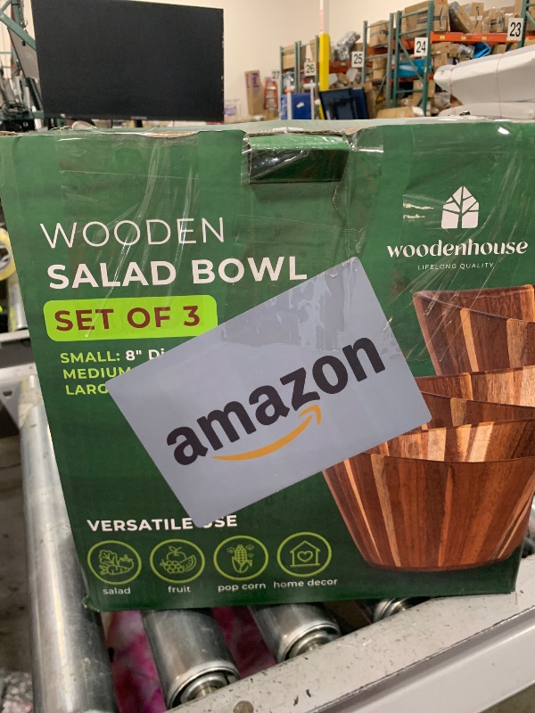 Photo 1 of Wooden Salad Bowl Set, Salad Bowls Set of 3 - Wavy Design Salad Bowl Set for Serving, Handmade, Durable and Stylish Natural Wood Dining Accessory by Woodenhouse