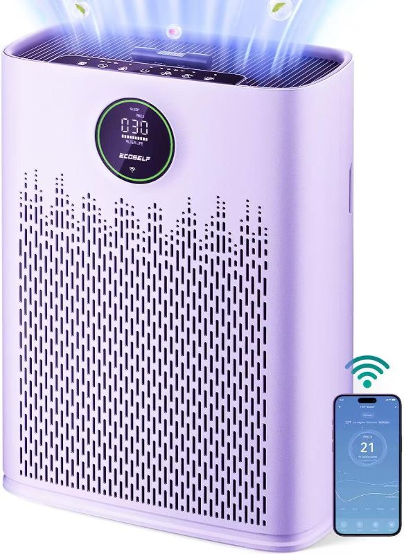 Photo 1 of Smart Air Purifier for Home Large Rooms, with WiFi Control, Covers Up to 2400 Ft², Smart Mode, AQI Display, 22dB Sleep Mode & Aromatherapy with 2X-Power Filtration, HAP603WF, Bright White
