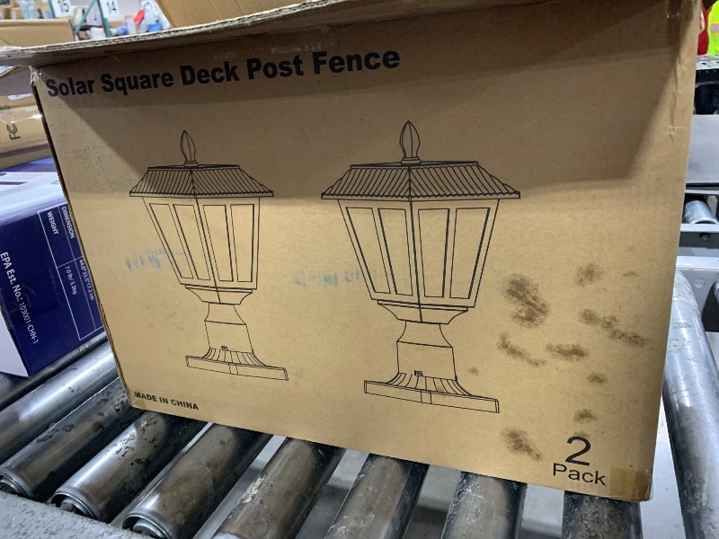 Photo 1 of SOLAR SQUARE DECK POST FENCE WHITE 2 PACK