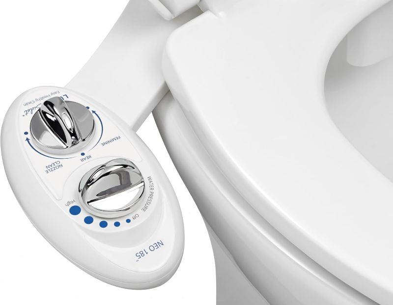Photo 1 of LUXE Bidet NEO 185 - Self-Cleaning, Dual Nozzle, Non-Electric Bidet Attachment for Toilet Seat, Adjustable Water Pressure, Rear and Feminine Wash (White)

