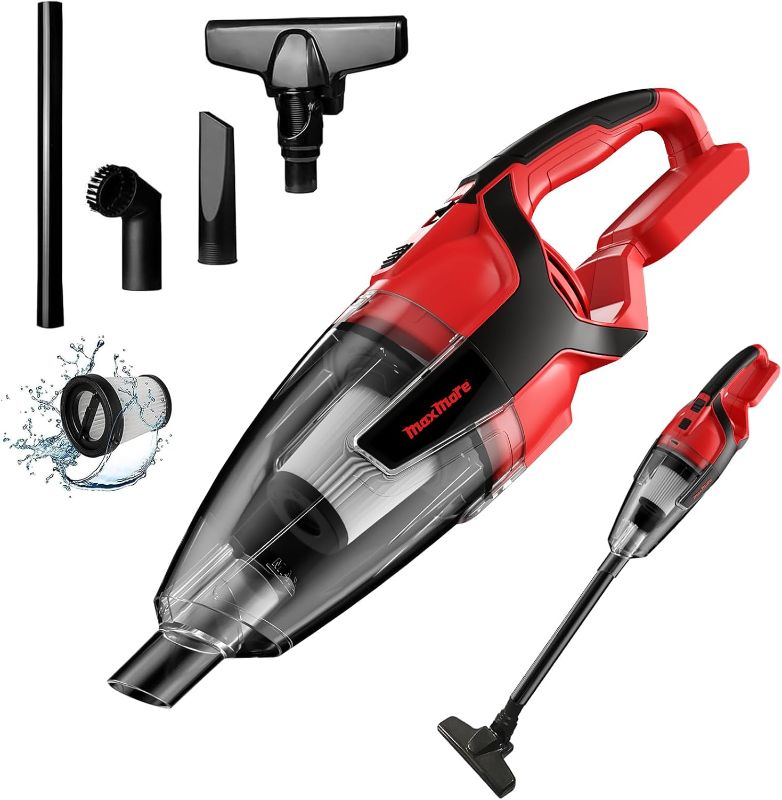 Photo 1 of MaxMore 120W Cordless Handheld Vacuum Cleaner Compatible with Milwaukee 18V Battery (Tool Only) Portable Stick Vacuum for Home Hard Floor Carpet Car Pet Hair Cleaning

