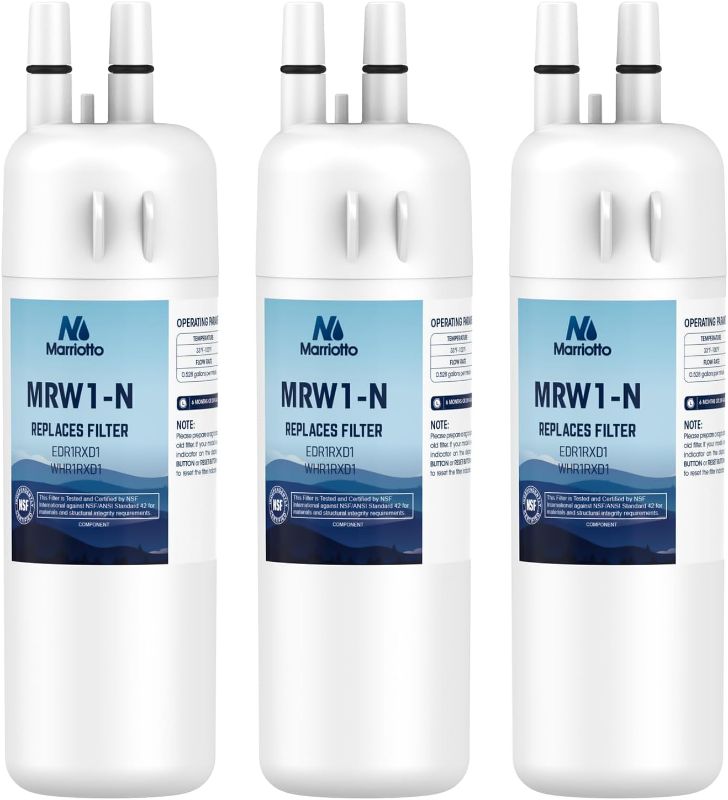 Photo 1 of MARRIOTTO EDR1RXD1 Refrigerator Water Filter Compatible with Whirlpool W10295370A, WHR1RXD1, KAD1RXD1, Filter 1, W10295370, P4RFWB, P8RFWB2L, 46-9930, 46-9081 Refrigerator Water Filter, Pack of 3