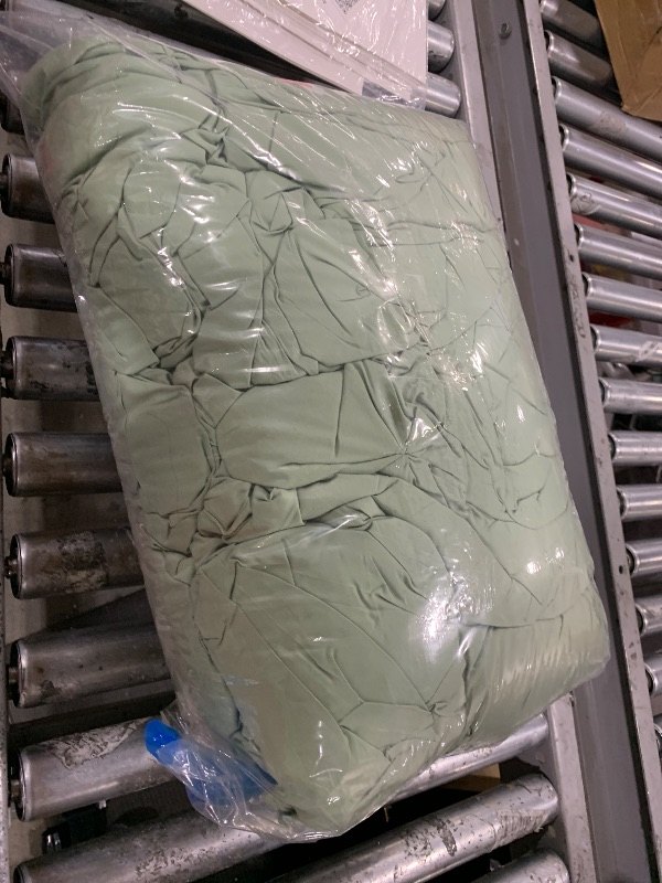 Photo 1 of CozyLux King Size Comforter Set Sage Green, 7 Pieces Pintuck Bed in A Bag Green Comforter King Size, Pinch Pleat Bedding Set with All Season Comforter, Flat Sheet, Fitted Sheet, Pillowcases & Shams