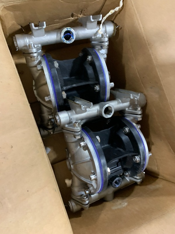 Photo 1 of Nakkaa SS Pneumatic Double Diaphragm Pump Stainless Steel 8.8GPM1/2" in/Out Max 120PSI, Used to Transport Various Low Viscosity Liquids Such as Hydraulic Fluid, Diesel, Coating,etc