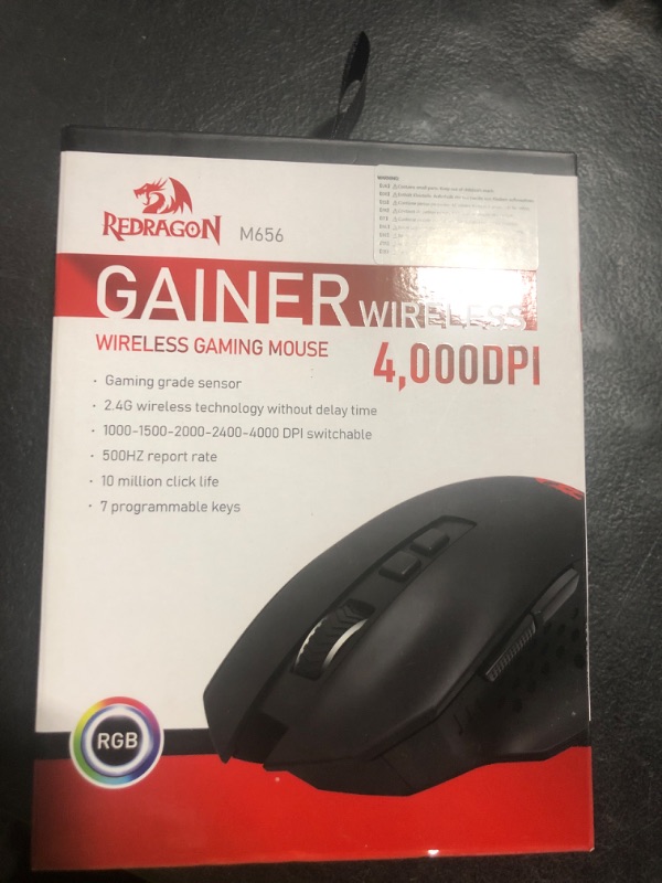 Photo 1 of Redragon M656 Gainer Wireless Gaming Mouse, 4000 DPI 2.4Ghz Wireless Mouse w/ 5 DPI Levels, 7 Macro Buttons, Red LED Backlit & Pro Software/Drive Supported, for PC/Mac/Laptop