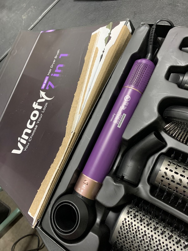 Photo 1 of Vincofy 7-in-1 Hair Dryer Brush and Hair Styler Set – Fast Drying, Curling, Straightening & Volumizing – Hot Air Styling Tool with No Heat Damage – for All Hair Types – Lavender