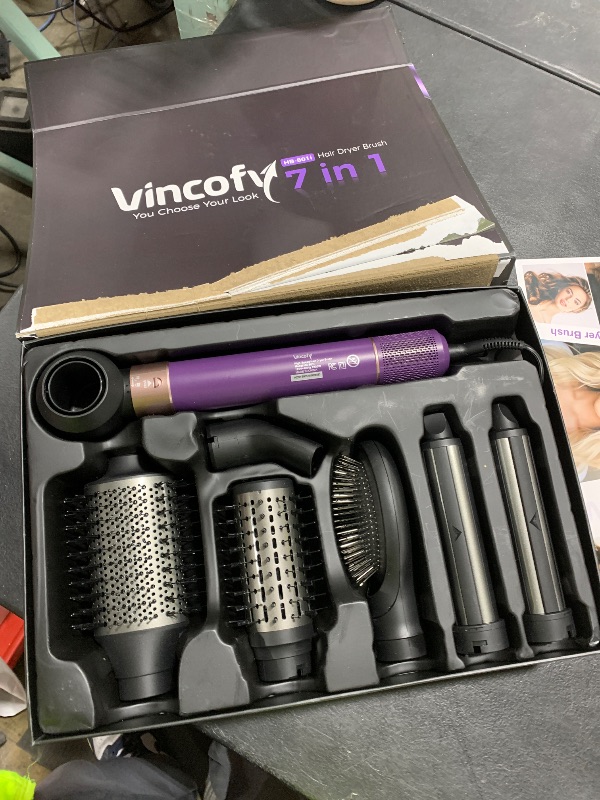 Photo 1 of Vincofy 7-in-1 Hair Dryer Brush and Hair Styler Set – Fast Drying, Curling, Straightening & Volumizing – Hot Air Styling Tool with No Heat Damage – for All Hair Types – Lavender