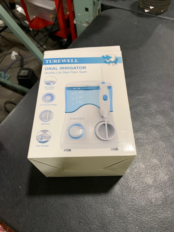 Photo 1 of TUREWELL FC162 Water Dental Flosser for Teeth/Braces,10 Pressure Levels, 8 Water Jet Tips for Family, 600ML Electric Water Dental Oral Irrigator for Teeth Clean (White)