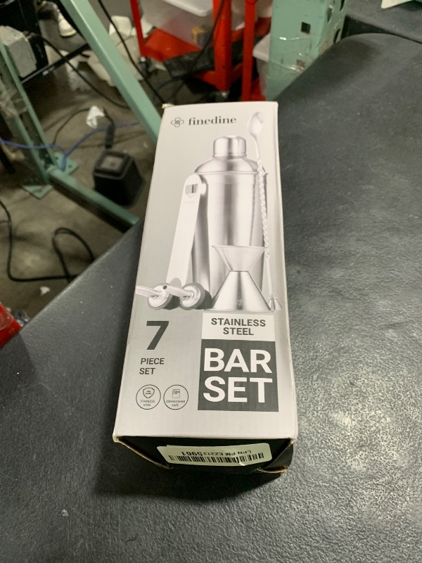 Photo 1 of FineDine 7-Piece Cocktail Shaker Set - Bar Tools - Stainless Steel Bartender Kit, with All Bar Accessories, Cocktail Strainer, Double Jigger, Bar Spoon, Bottle Opener, Pour Spouts