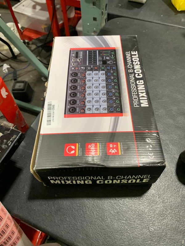 Photo 1 of 8 Channel Audio Interface Sound Board Mixing Console XLR 1/4 inch Jack USB Bluetooth Echo Delay Effect, Input 48V Phantom Power Stereo DJ Mixers for Podcasting