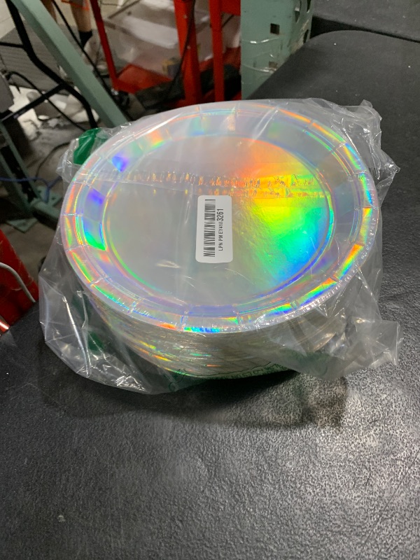Photo 1 of Meanplan 100 Pcs Iridescent Party Plates Paper Plates 9 Inch Round Disposable Dessert Plates Dinner Appetizer Plates for Cake Salad Pizza Birthday Home Wedding Parties Events Celebrations Decoration