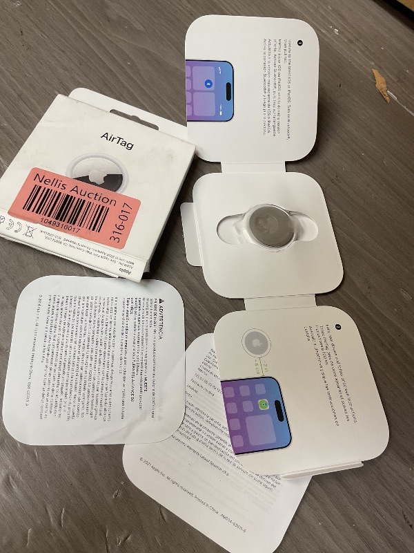 Photo 1 of Apple AirTag. Keep Track of and find Your Keys, Wallet, Luggage, Backpack, and More. Simple one-tap Set up with iPhone or iPad