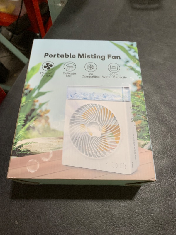 Photo 1 of JINLICTE Portable Misting Fan, 16000mAh 8-Inch Rechargeable Water Cooling Mist Fan with 600mL Water Tank, Quiet USB Battery Powered, Perfect Cooling for Camping Home Outside Office