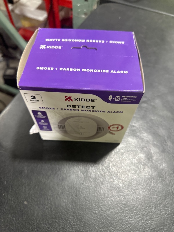 Photo 1 of Kidde Hardwired Smoke & Carbon Monoxide Detector, AA Battery Backup Smoke Alarm, Interconnectable, LED Warning Light Indicators, 2 Pack