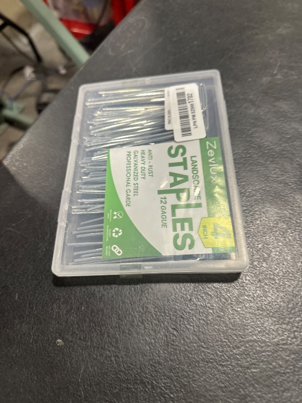 Photo 1 of Zevlux Landscape Staples Galvanized Garden Stakes,4 inch 50 Pack 12 Gauge Heavy Duty Garden Pins for Fences, Lawns, Weed Barriers and Landscape Fabrics, Irrigation Hose,Yard Lawn, Landscape Fabric