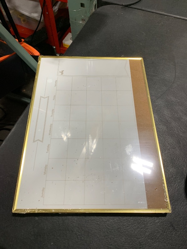 Photo 1 of Whiteboard Calendar & Corkboard, 14.5" x 10.5" Dry Erase White Board & Bulletin Board, Gold Aluminum Frame Calendar/Cork Combo Board(ZHYL-Gold-2737-B)