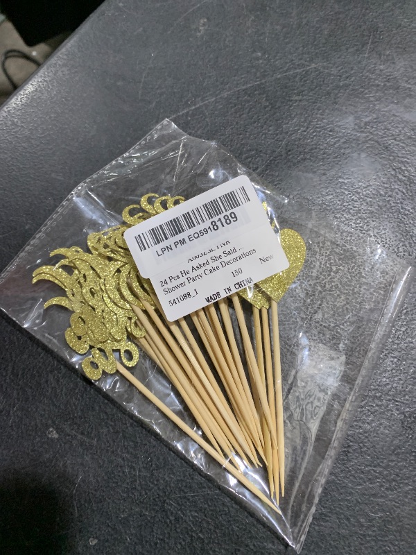 Photo 1 of 24 Pcs He Asked She Said Yes Cake Topper Gold Cupcake Toppers Heart Diamond Ring Cupcake Picks Glitter Cupcake Decorations for Wedding Engagement Bridal Shower Party Cake Decorations