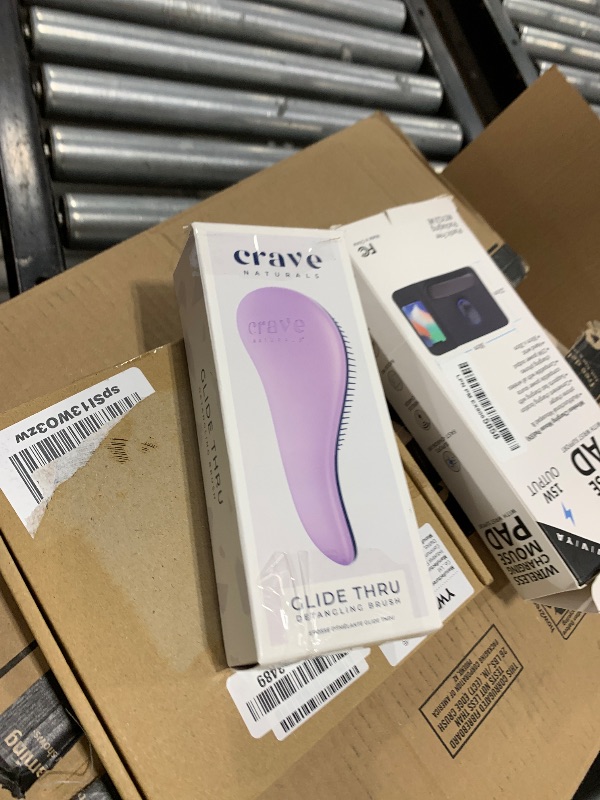 Photo 1 of Crave Naturals Glide Thru Hair Brush - Detangler Brush for Curly, Straight, Wet or Dry Hair - Gentle Detangling Brushes for Adults, Kids, Toddlers - Hair Accessories for Women, 7.5x3" - Purple