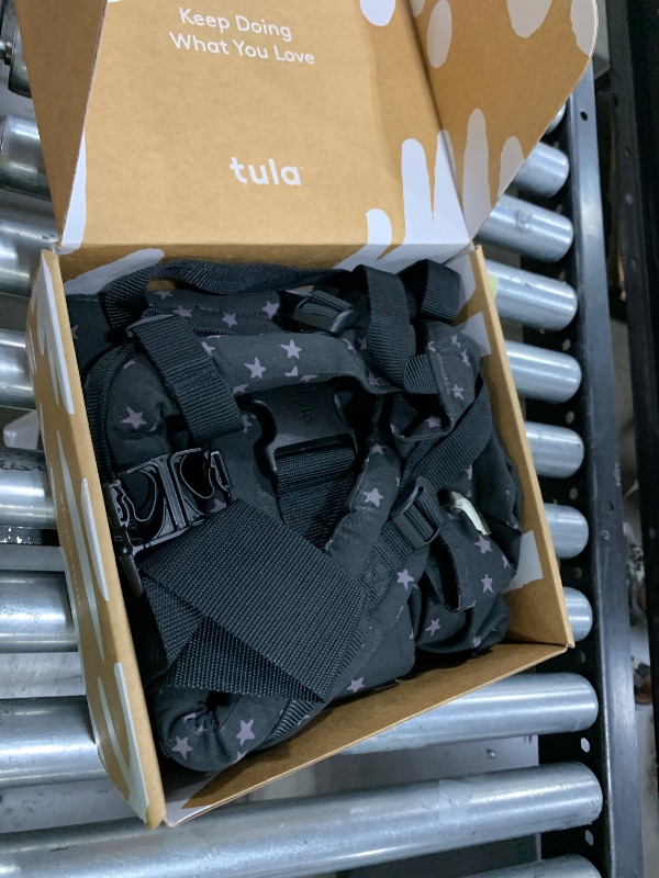 Photo 1 of Baby Tula Cotton Free-to-Grow Baby Carrier - Adjustable, Comfortable, Newborn to Toddler Carrier - Ergonomic Fit for 7lbs to 45lbs - Back & Front Carry Options - Discover (Black/Stars)