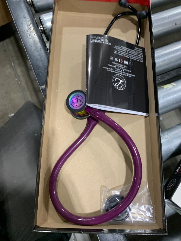 Photo 1 of 3M Littmann Cardiology IV Diagnostic Stethoscope, 6239, More Than 2X as Loud, Weighs Less, Stainless Steel High Polish Rainbow-Finish Chestpiece, 27" Plum Tube, Violet Stem and Black Headset