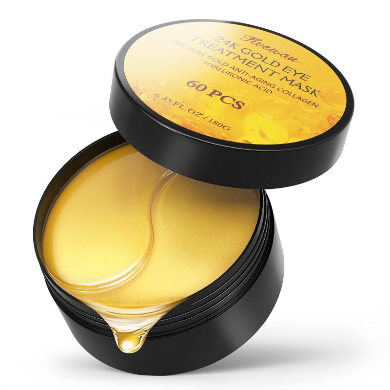 Photo 1 of Fivewan 24k Gold Under Eye Patches - 60 Pcs Eye Mask Pure Gold Anti-Aging Collagen Hyaluronic Acid Under Eye Mask for Removing Dark Circles, Puffiness & Wrinkles Refresh Your Skin
