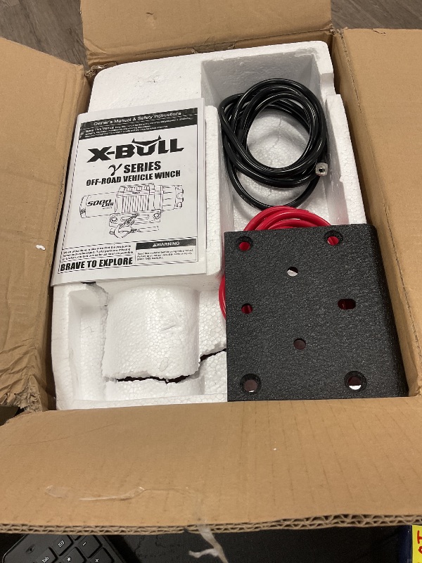 Photo 1 of X-BULL ? Series Winch 5000 lb. Load Capacity with Synthetic Rope and Hawse Fairlead, Waterproof IP68, Wireless & Wired Remote with Mounting Plate for ATV/UTV,Boat Trailer Winch