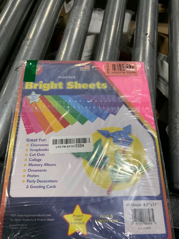 Photo 1 of Hygloss Assorted Bright Colored Paper - 24 lb, 89 GSM, Acid-Free, Fade-Resistant, 8.5x11-Inch Letter Size Color Copy Paper, 48 Sheets, 12 Colors
