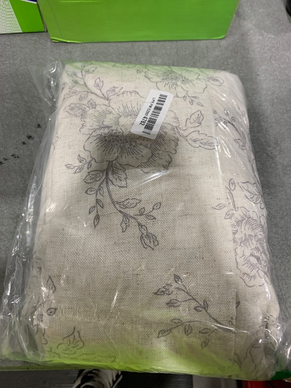Photo 1 of Vintage Floral Curtains 90 inch Length 2 Panels Set for Living Room Grey and Cream Printed Curtains Back Tab Neutral Farmhouse Bedroom Curtains Cottage Style Pretty Flower Patterned Linen Drapes