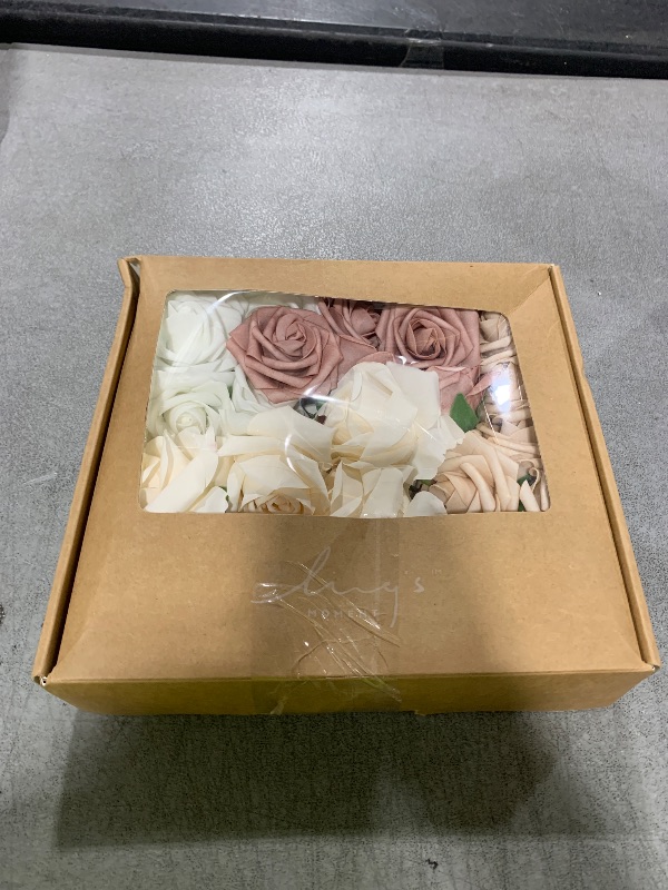 Photo 1 of Ling's Moment Artificial Flowers Fake Silk Roses Faux Foam Flower Combo for DIY Wedding Bouquets Centerpieces Arrangements Bridal Shower Party Home Decorations, Dusty Rose & Cream, 23pcs