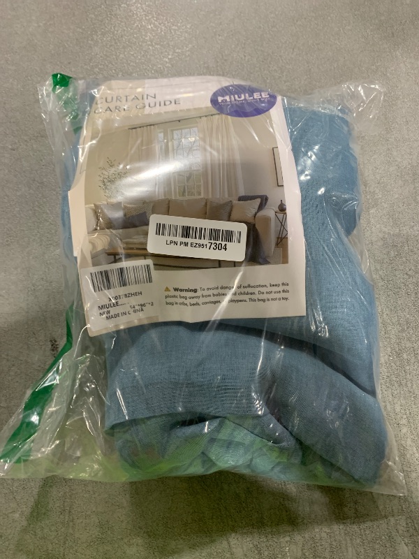 Photo 1 of MIULEE Dusty Blue Linen Textured Sheer Curtain for Bedroom/Living Room Semi Transparent Voile Drapes Farmhouse Window Net Panels with Rod Pocket Light Blue 2 Panels W 54 x L 96 inches Long