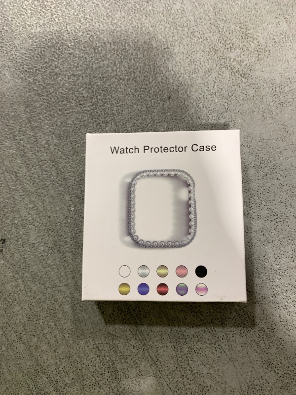 Photo 1 of Bling Bumper Case Compatible with Apple Watch Series 6/5/4/SE/SE2 44mm, Diamond Protective Face Cover for Women, Hard PC Frame Protector for iWatch 44mm Silver