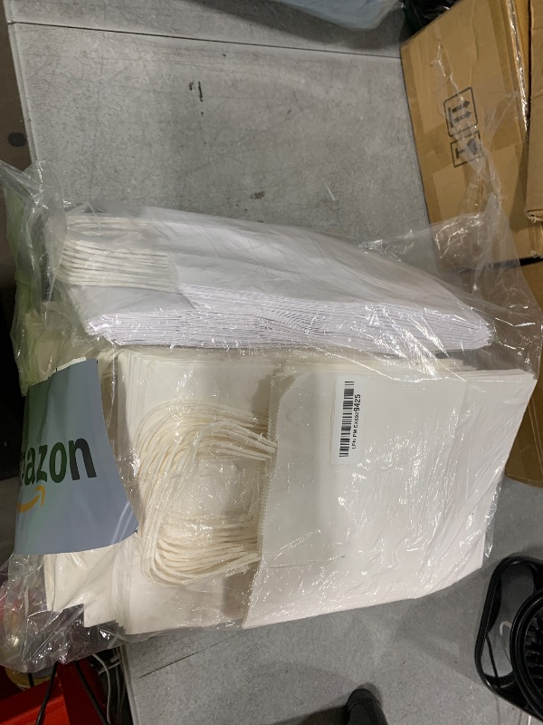 Photo 1 of vanhel 100 Pcs White Gift Bags with Handles 8x4.25x10.5 Paper Bags with Handles Bulk, Paper Shopping Bag, Retail, Wedding, Party Favors bags - Grocery Bag Sacks Recyclable