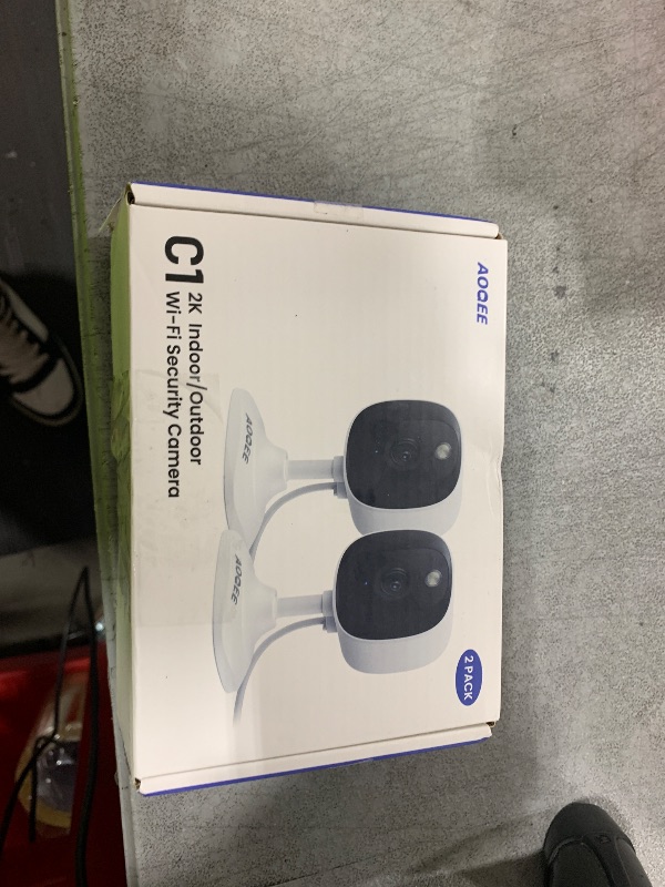 Photo 1 of AOQEE 2K Cameras for Home Security-Outdoor/Indoor Camera for Dog/Cat/Pet/Nanny/Baby, Color Night Vision, White Light, Siren, 24/7 SD Recordings, Works with Alexa/Google Home, C1 (C1-White-2pack-2.4G)