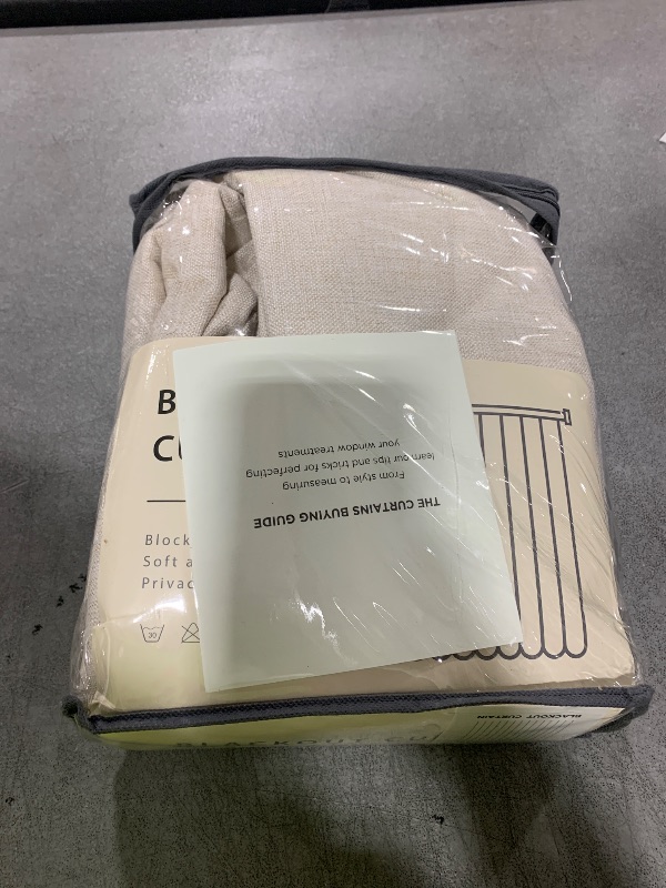 Photo 1 of 100% Blackout Shield Linen Blackout Curtains for Bedroom 96 Inches Long, Back Tab/Rod Pocket Living Room Drapes, Thermal Insulated Blackout Curtains 2 Panels Set, 50" W x 96" L,Cream