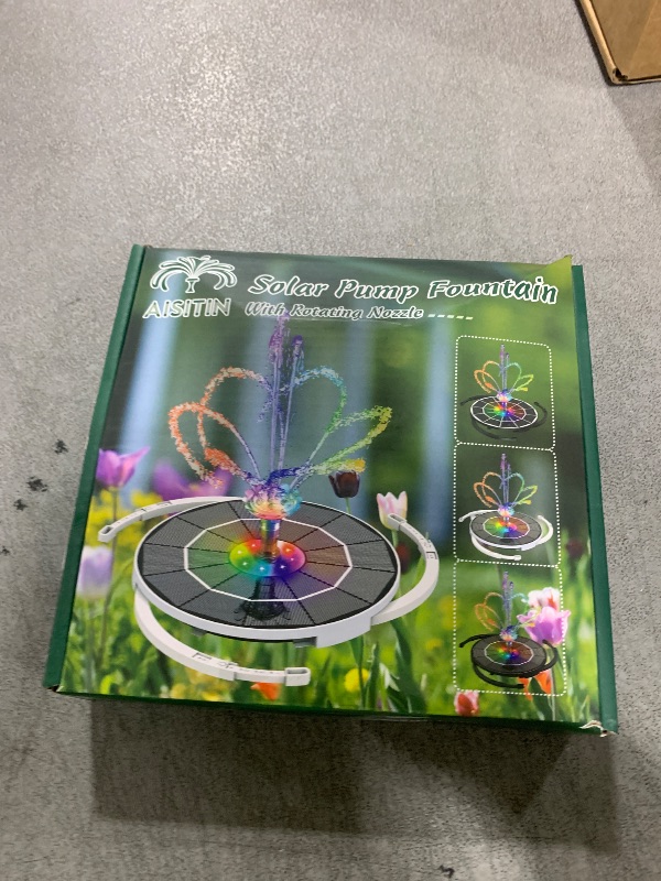 Photo 1 of AISITIN 3.5W Solar Fountain Pump with Remote Control, LED Colorful Lights, Solar Bird Bath Pump with Bracket and 8 Nozzles, Solar Water Fountain for Bird Bath, Garden, Pond and Outdoor