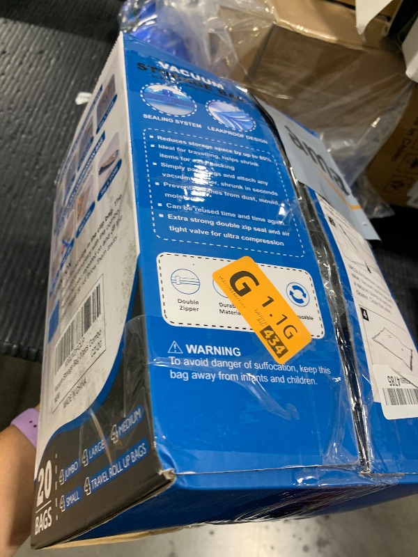 Photo 1 of 20 Pack Vacuum Storage Bags, Space Saver Bags (4 Jumbo/4 Large/4 Medium/4 Small/4 Roll) Compression for Comforters and Blankets, Sealer Clothes Storage, Hand Pump Included