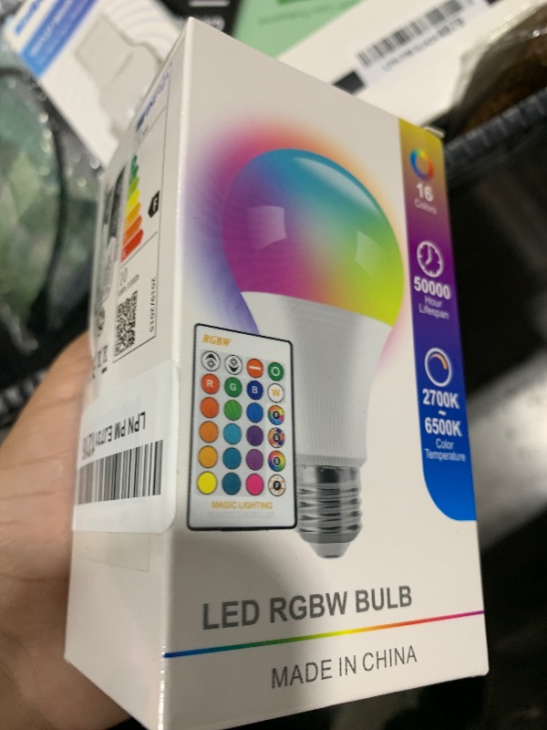 Photo 1 of YKNAWOIR LED Color Changing Light Bulb, RGB Light Bulb 40W Equivalent, 9W A19 6500K White E26 Screw Base, Memory,Dimmable Multicolor Bulb for Party Bedroom Home,16 Color Choices, Remote Control