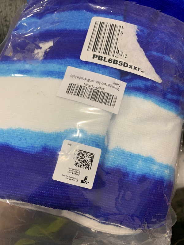Photo 1 of Oversized Terry Beach Towel 36 x 72 in Soft Extra Large Big Pool Swim Towels for Adult XL Clearance Big Travel Blanket Cruise Vacation Accessories Essentials Lounge Chair Cover Blue Stripe Boho