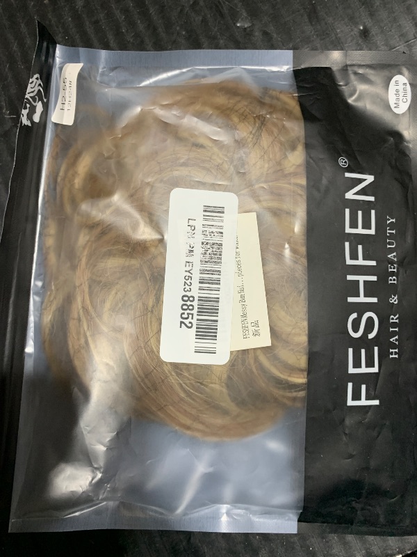 Photo 1 of FESHFEN Messy Bun Hair Pieces - Large Wavy Curly Elastic Hair Bun Scrunchies Ponytail Extensions Synthetic Chignon Hairpieces for Women, Brown & Blonde 1.94oz