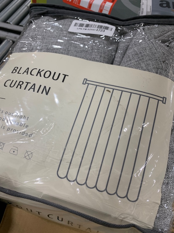 Photo 1 of 100% Blackout Shield Linen Blackout Curtains for Bedroom 84 Inches Long, Back Tab/Rod Pocket Living Room Drapes, Thermal Insulated Blackout Curtains 2 Panels Set, 50" W x 84" L, Grey