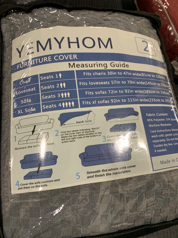 Photo 1 of YEMYHOM Latest Checkered 4 Pieces Couch Covers for 3 Cushion Couch Extra Large High Stretch Thickened Sofa Cover for Dogs Pets Furniture Protector Sofa Slipcovers (Light Gray), 91"-110"(3 Cushions)