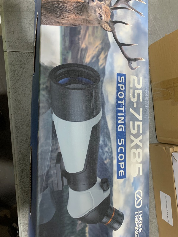 Photo 1 of Three Triping Spotting Scope for Brid Watching 25-75x85, BAK4 Prism, FMC Spotter Scope with Tripod, Phone Adapter, Carrying Case, for Hiking, Travel, Outdoors