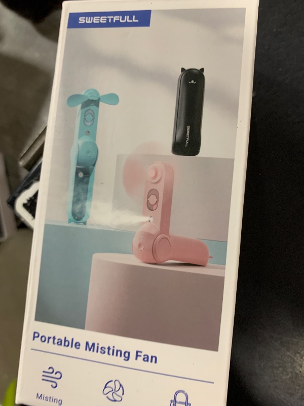 Photo 1 of SWEETFULL Portable Misting Fan, Handheld Personal Mister, Rechargeable Mini Spray Water Mist for Kids Women, Travel, Outdoors, Hiking, Camping, Home Office (Blue)