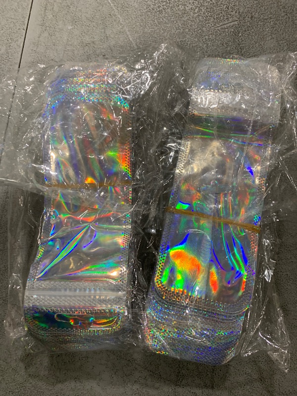 Photo 1 of 100 Pack Packaging for Lip Gloss Small Business Holographic Packaging Bags-2.16x5.9inch Pink Resealable Small Ziplock Pouches Lipstick Jewelry Lipgloss