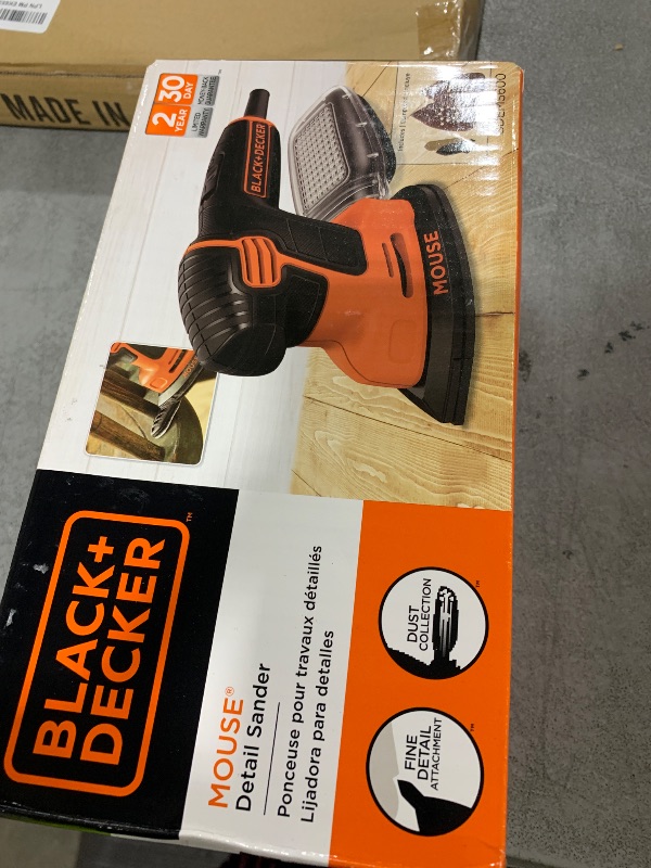 Photo 1 of BLACK+DECKER Detail Sander, 1.2 Amp, 16,000 OPM, Compact Design, 3-Position Grip for Comfort, Includes Dust Collector, Corded (BDEMS600)