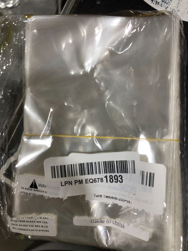 Photo 1 of Zcintert Clear Cello Cellophane Treat Bags, 200 Pcs - 3.9" x 5.9"(2mils), Plastic Gift Bags for Candy, Party Favor, Cookies, Candies Packaging, with 4” Twist Ties
