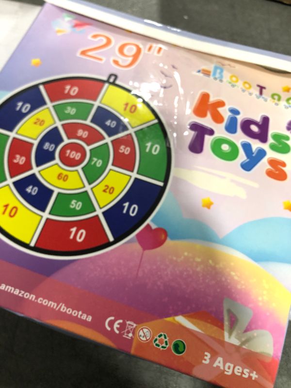 Photo 1 of 29" Large Dart Board for Kids, BooTaa Kids Dart Board with 12 Sticky Balls, Boys Toys, Indoor/Sport Outdoor Fun Party Play Game Toys, Birthday Gifts for 3 4 5 6 7 8 9 10 11 12 Year Old Boys Girls